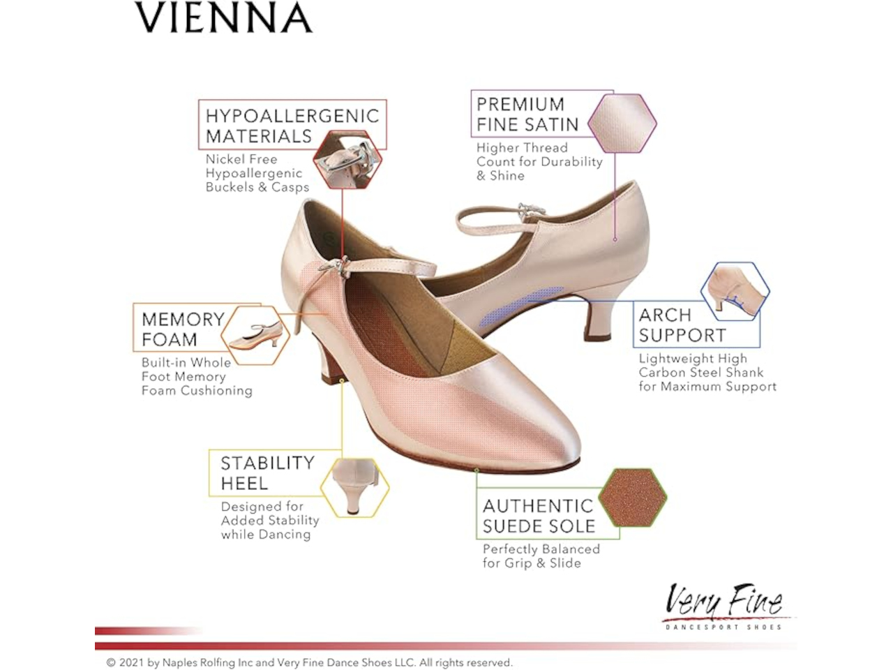Very Fine Dancesport Vienna women's ballroom shoes manufacturer claims