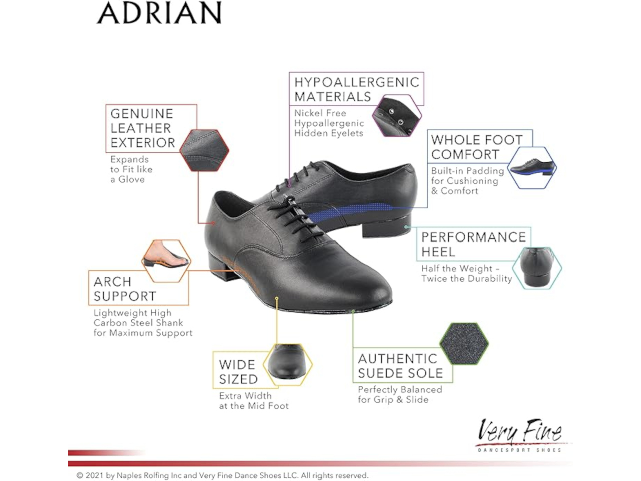 Very Fine Adrian men's ballroom dance shoes manufacturer claims